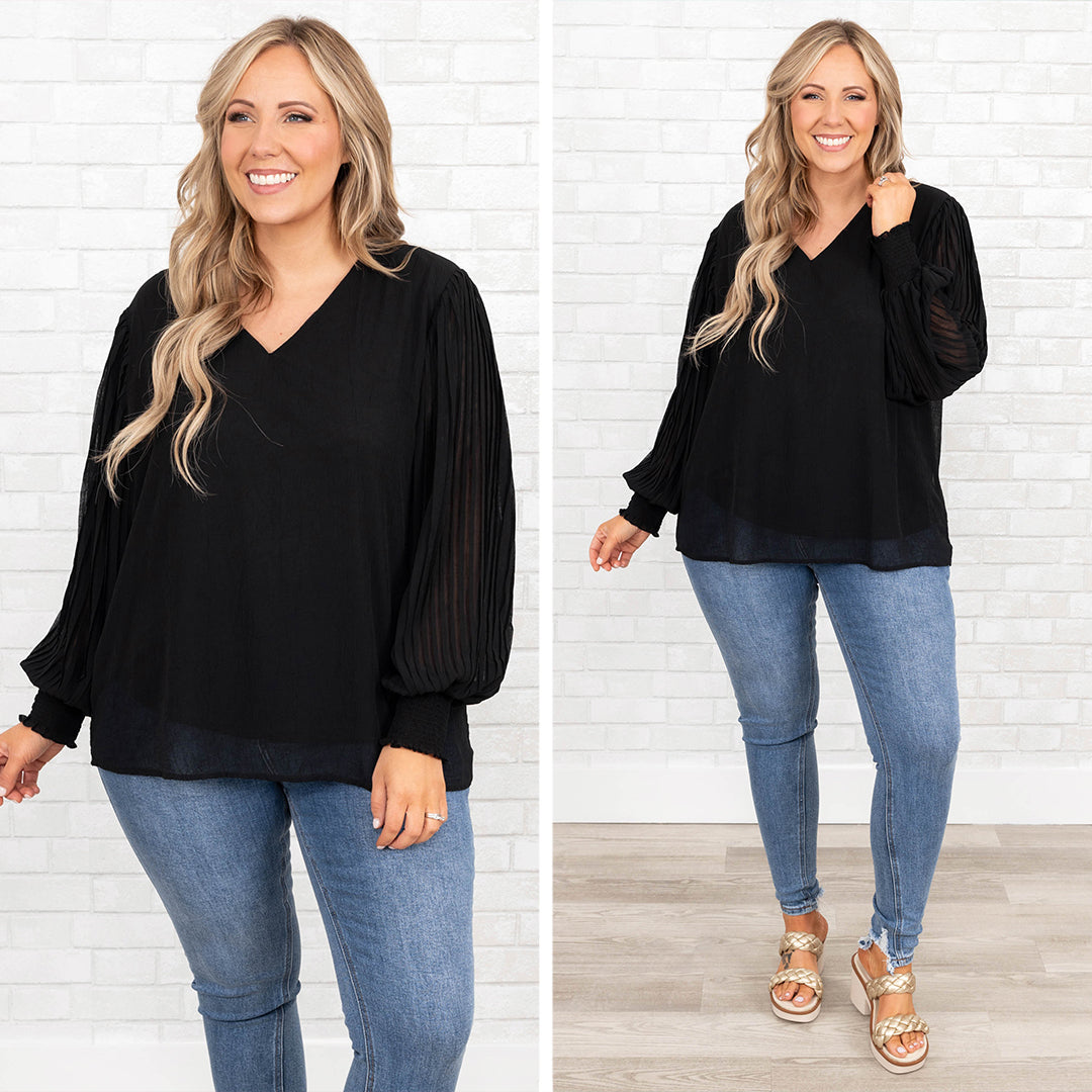 Unwritten Moments Blouse, Black