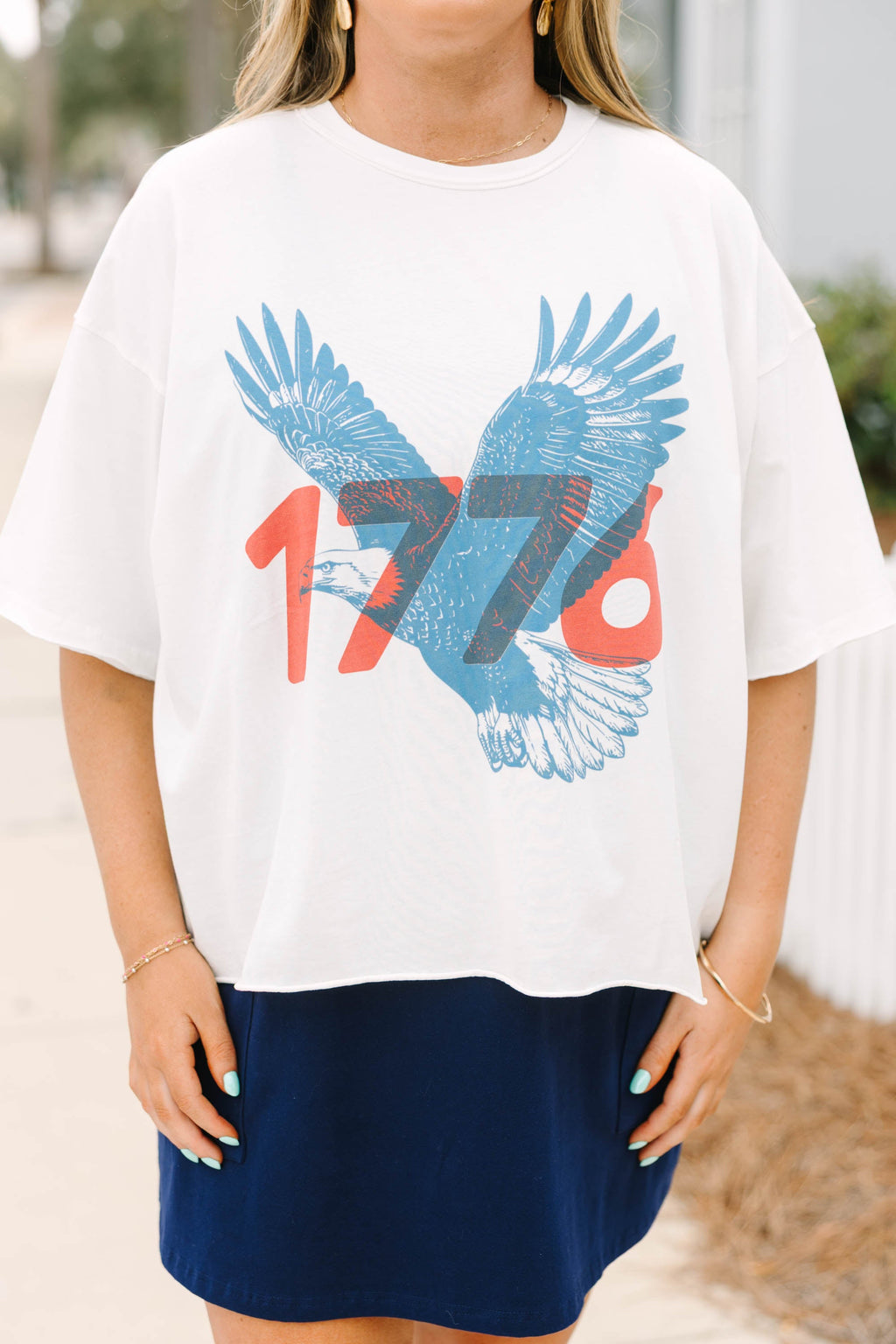 1776 Eagle Vintage Wash Tee, White