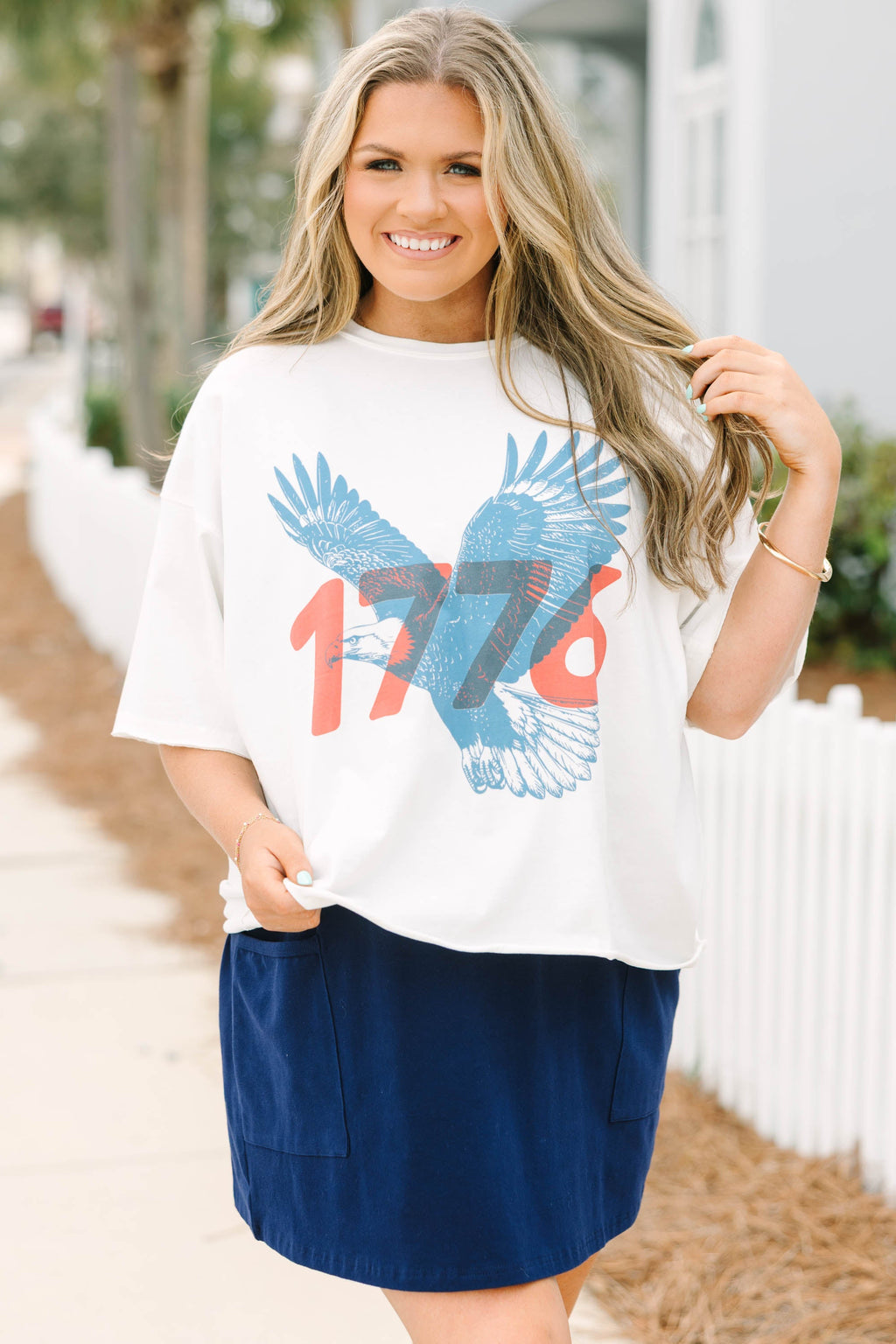 1776 Eagle Vintage Wash Tee, White