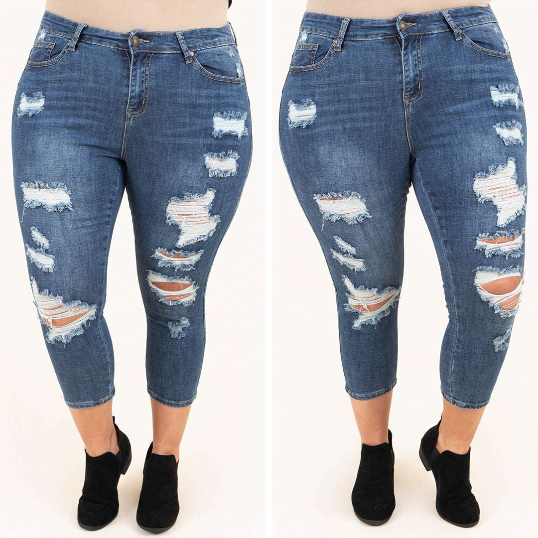 All I Ask Capris, Dark Wash