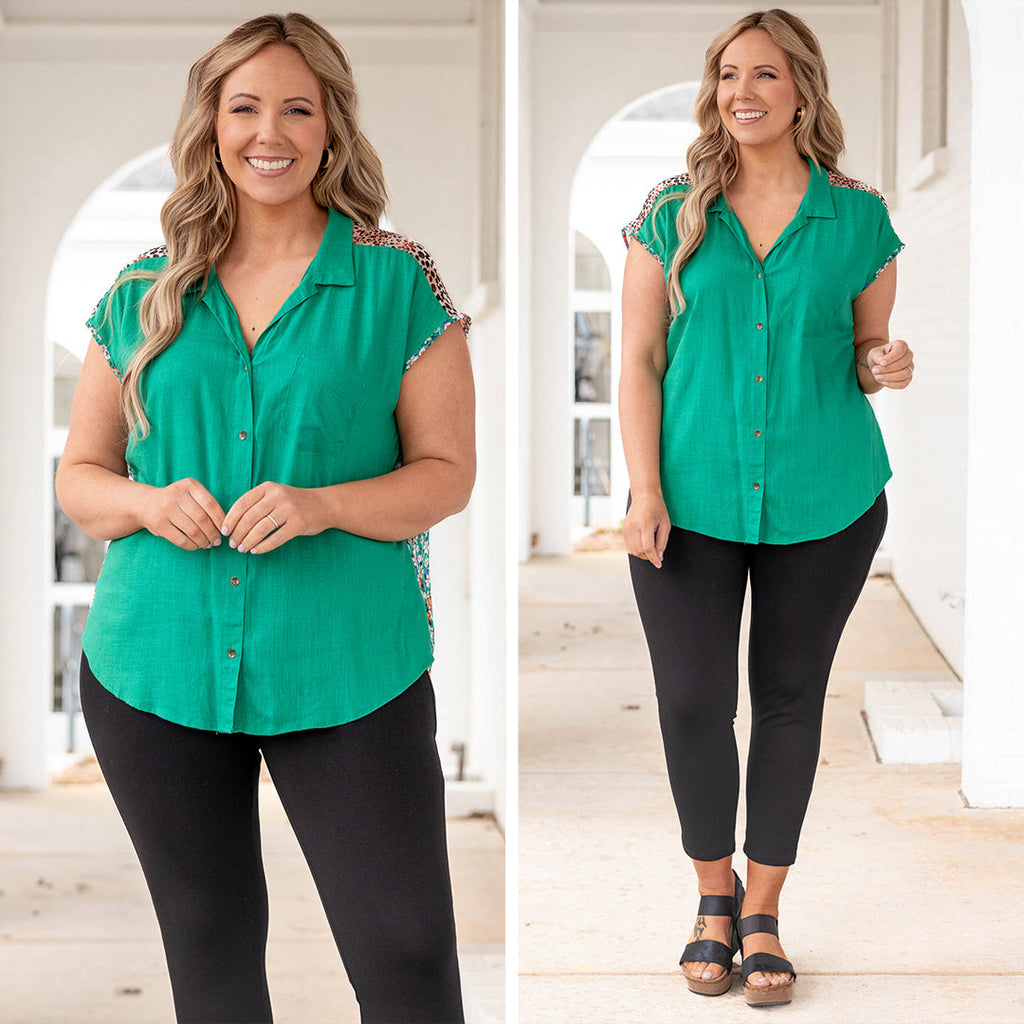 Natural Gem Top, Jade Green