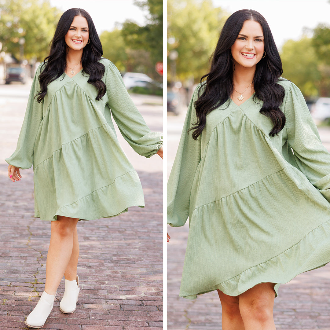 Every Cloud Has A Silver Lining Dress, Avocado