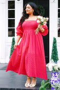 Fluttering Breeze Midi Dress, Hot Pink