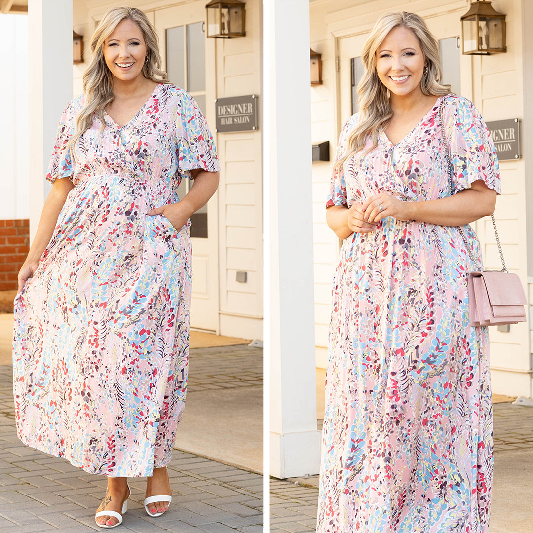 Sunflower Field Maxi Dress, Mauve Multi