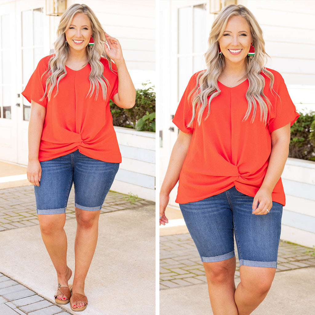 Hiding My Heart Blouse, Tomato