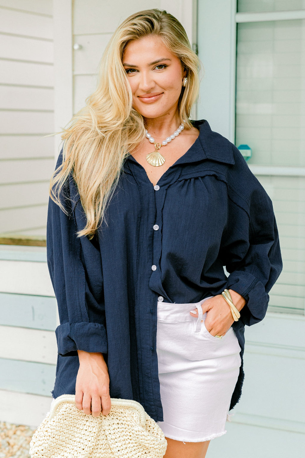 A Different Wave Length Top, Navy