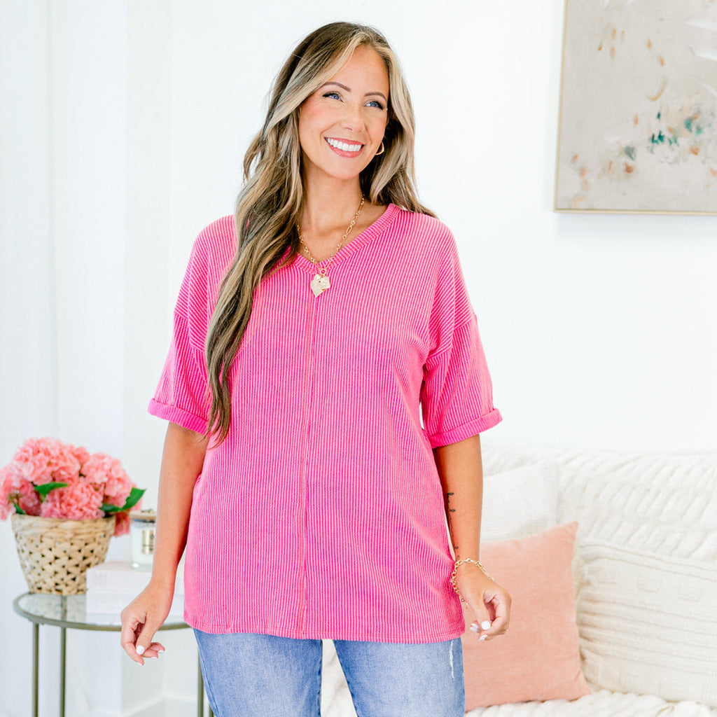 A Genuine Soul Top, Hot Pink