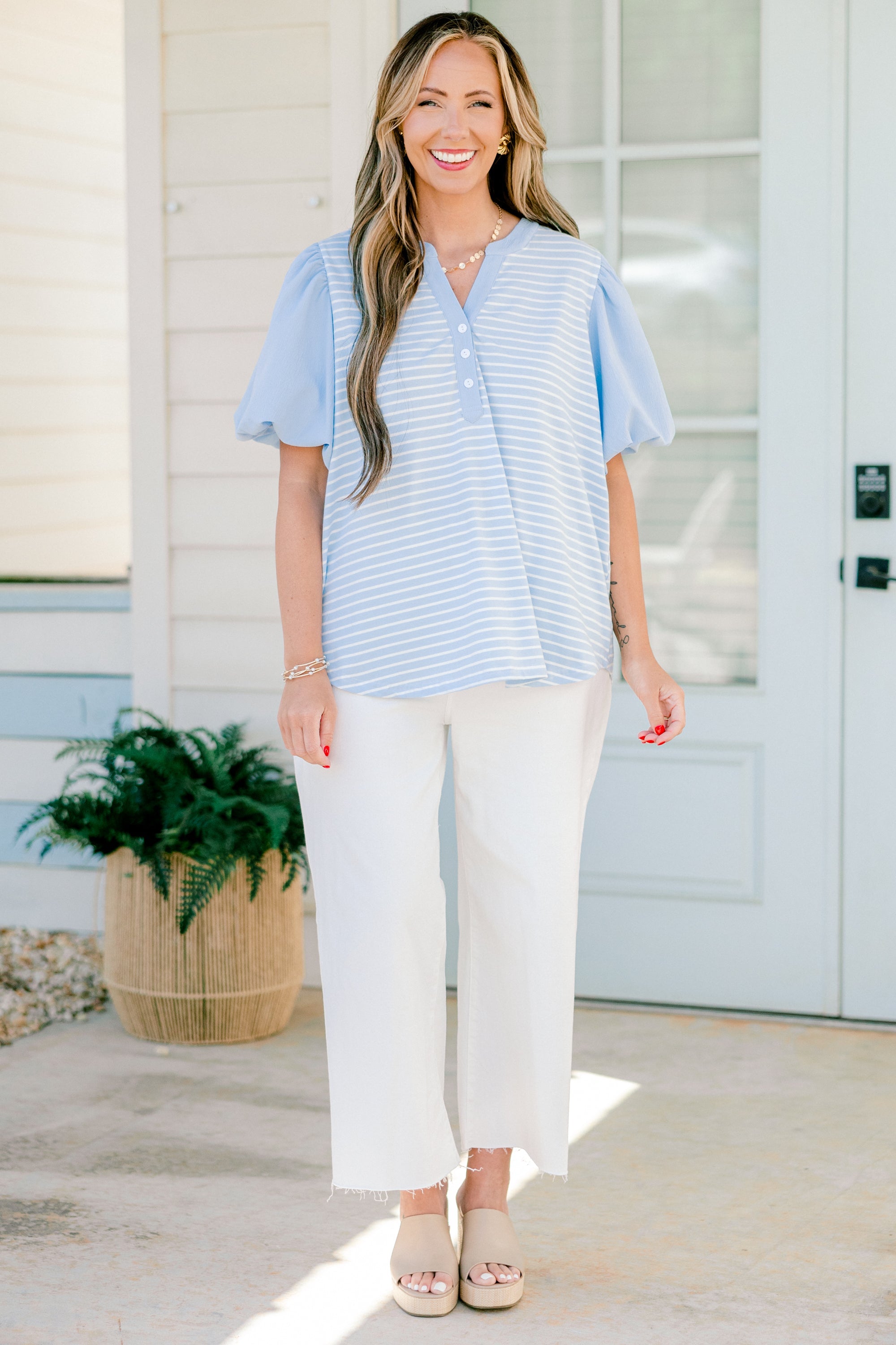 A Glowing Smile Top, Blue