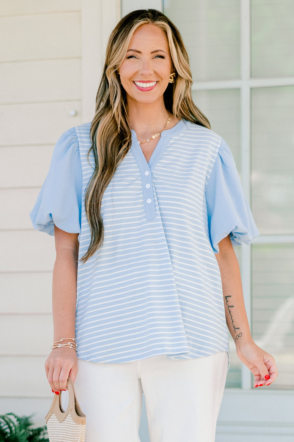 A Glowing Smile Top, Blue
