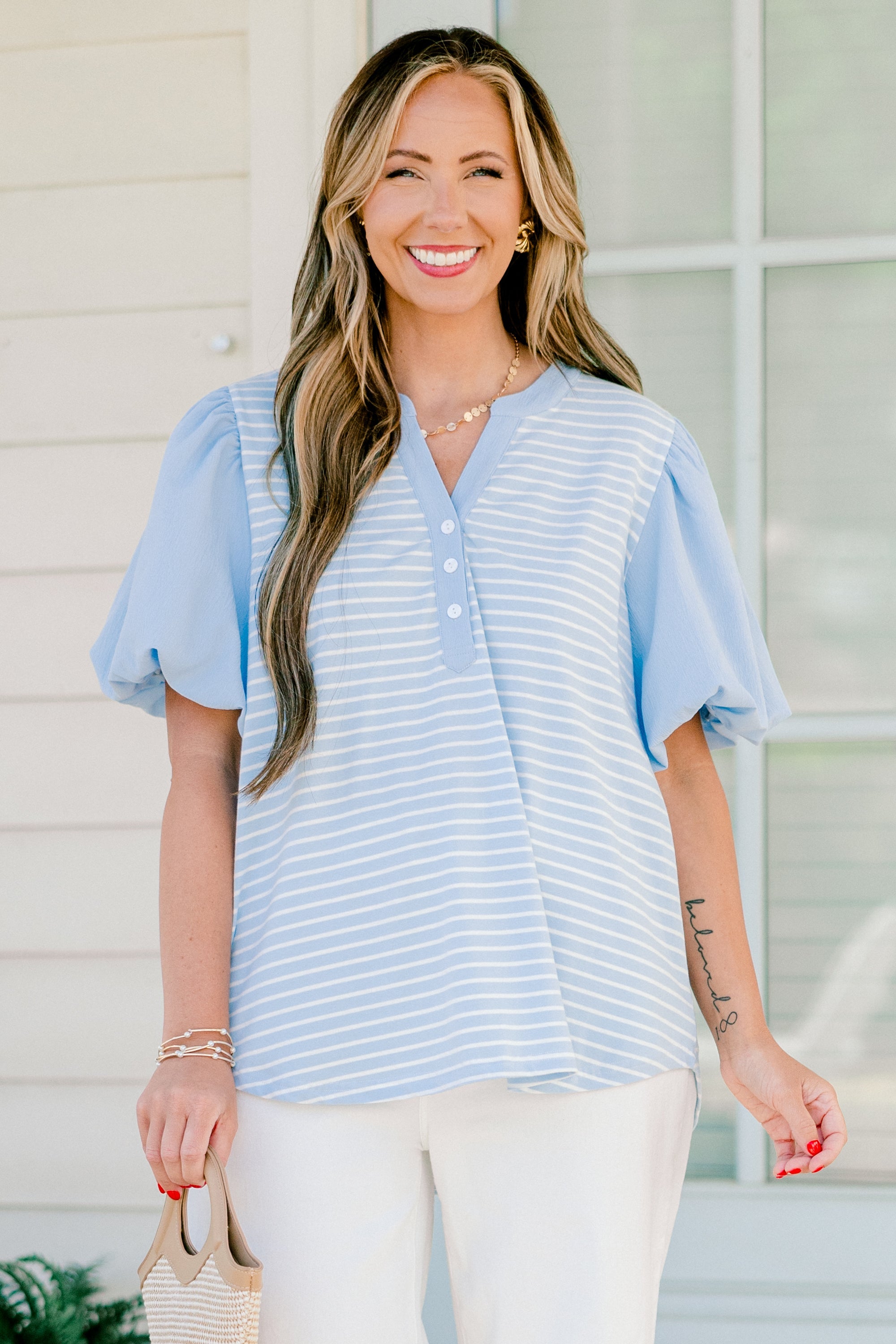 A Glowing Smile Top, Blue
