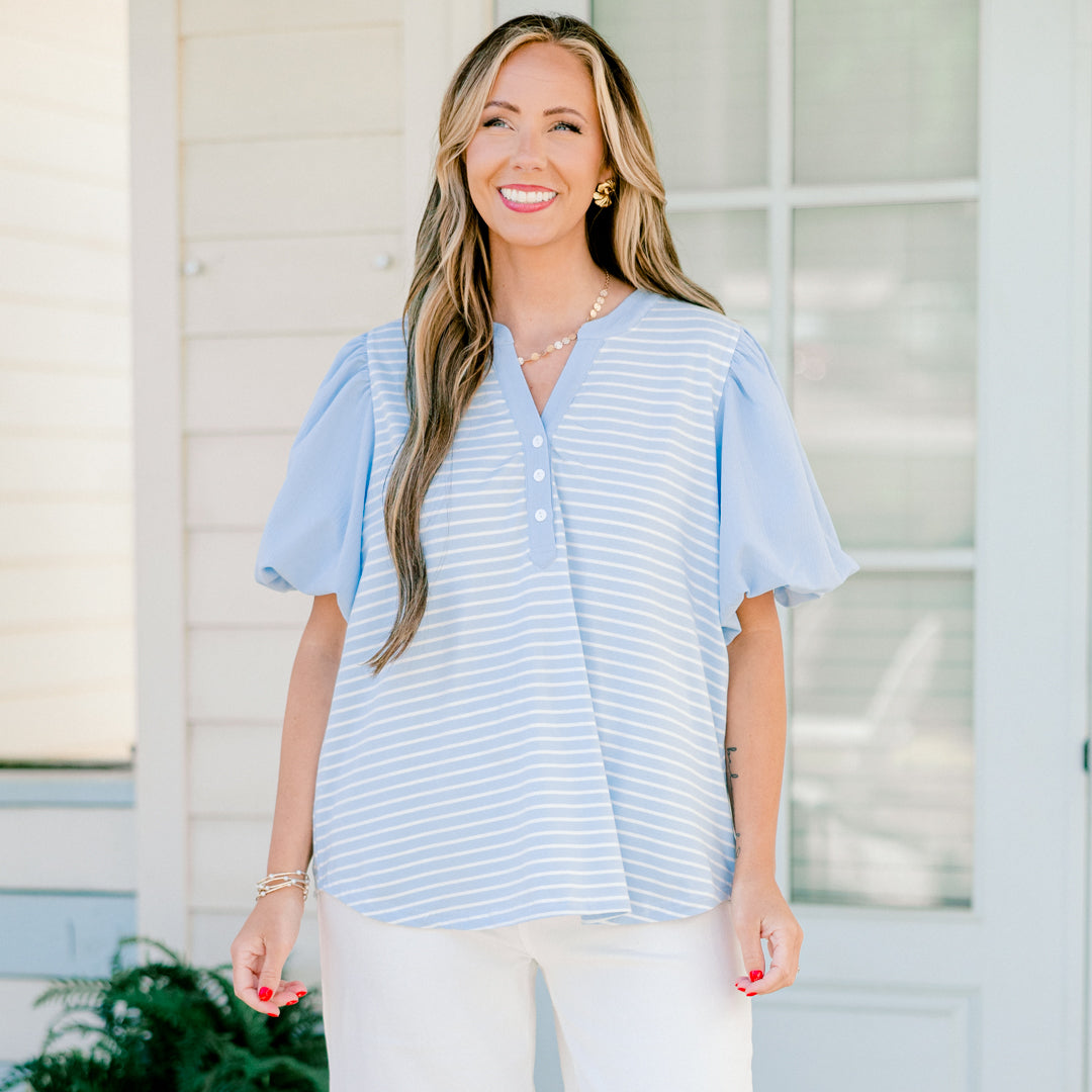 A Glowing Smile Top, Blue