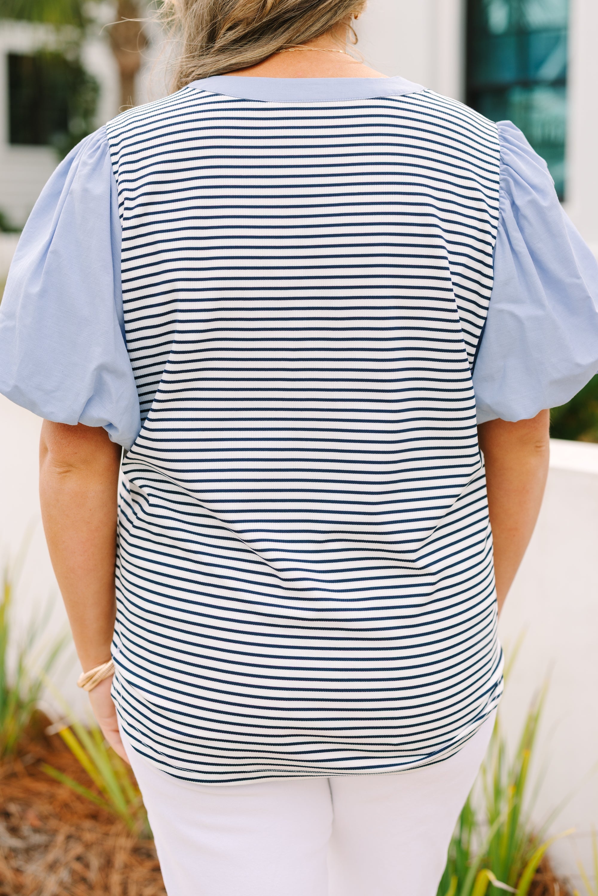 A Glowing Smile Top, Chambray