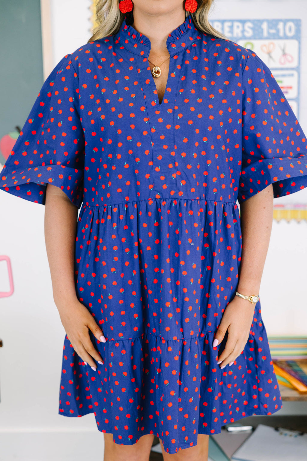 A Is For Apple Dress, Navy