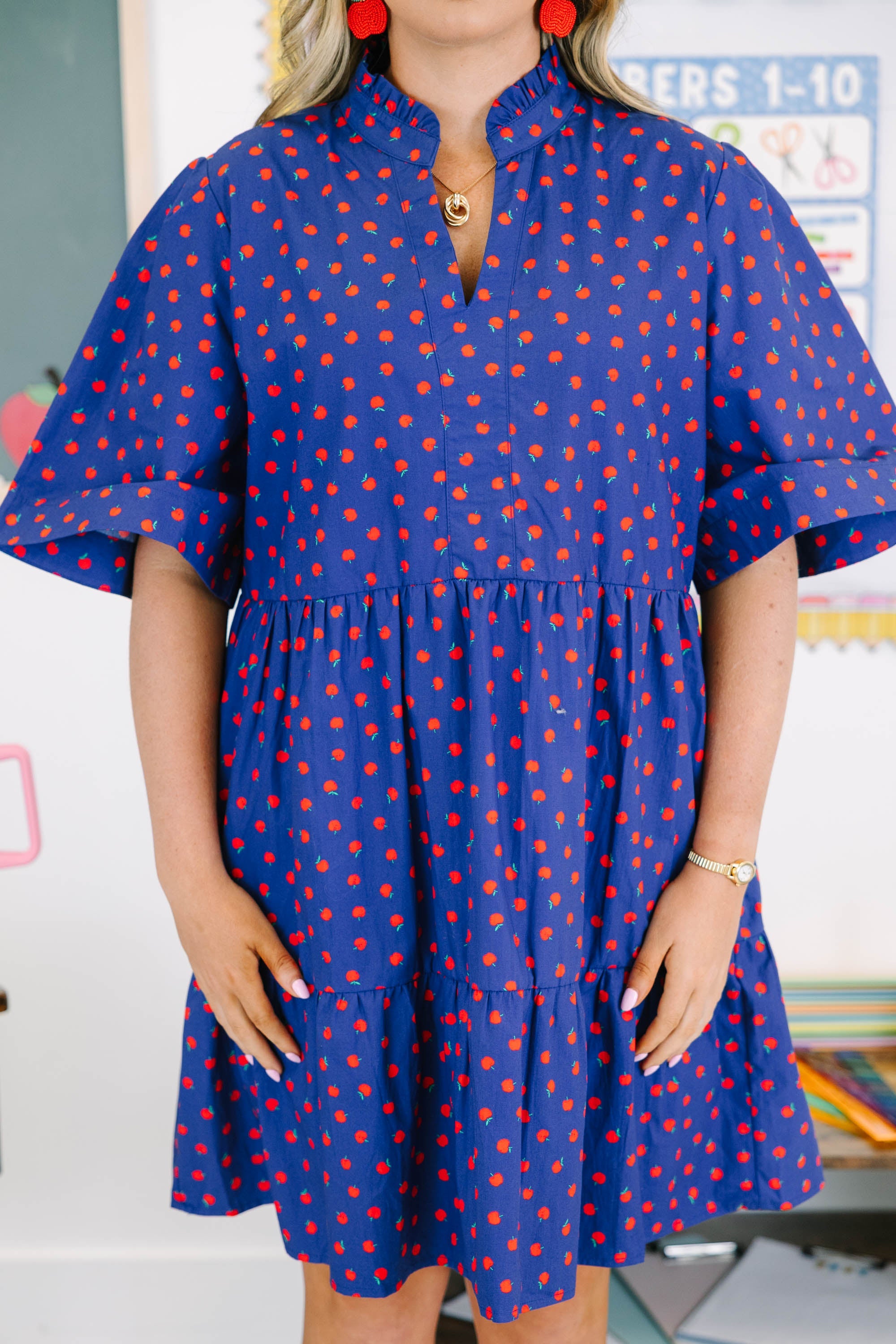 A Is For Apple Dress, Navy