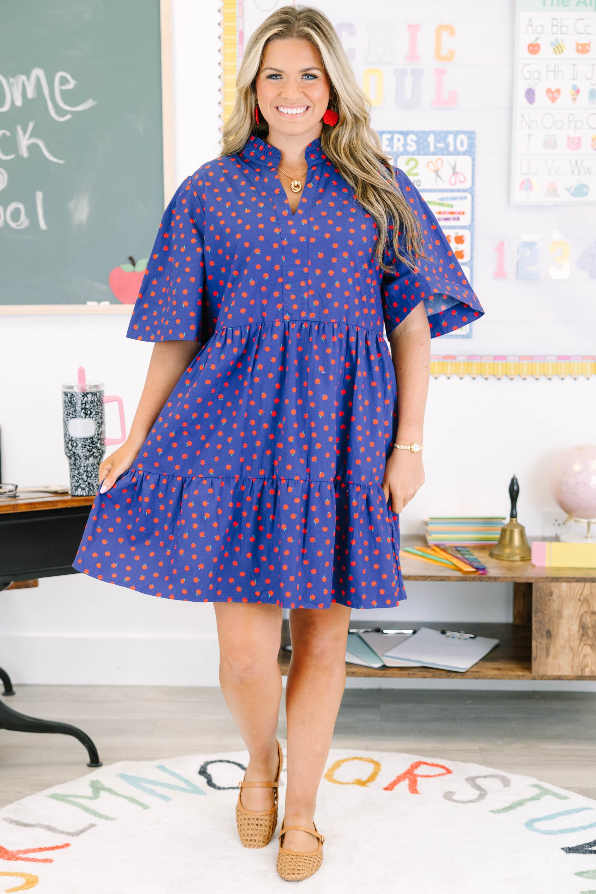 A Is For Apple Dress, Navy