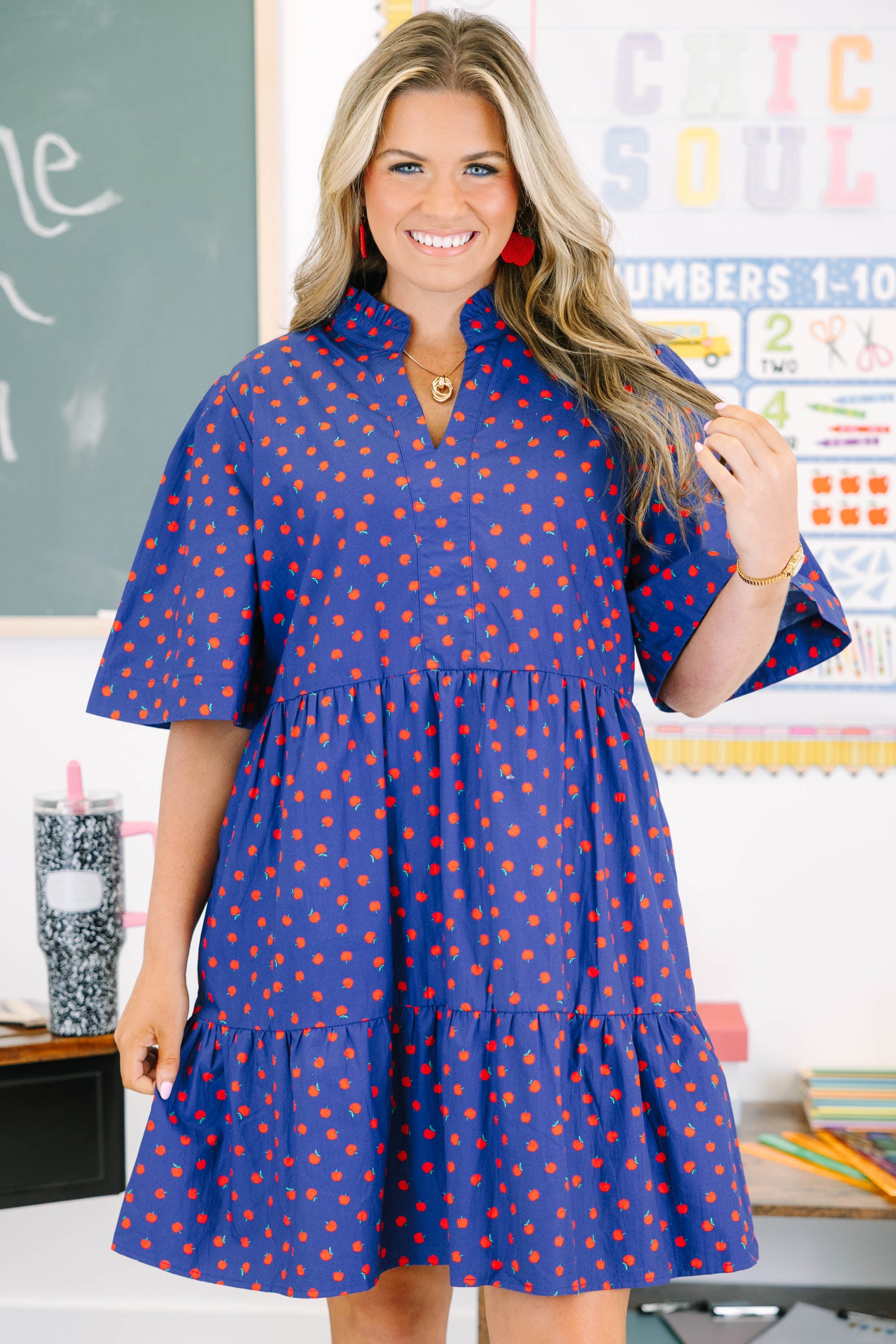 A Is For Apple Dress, Navy