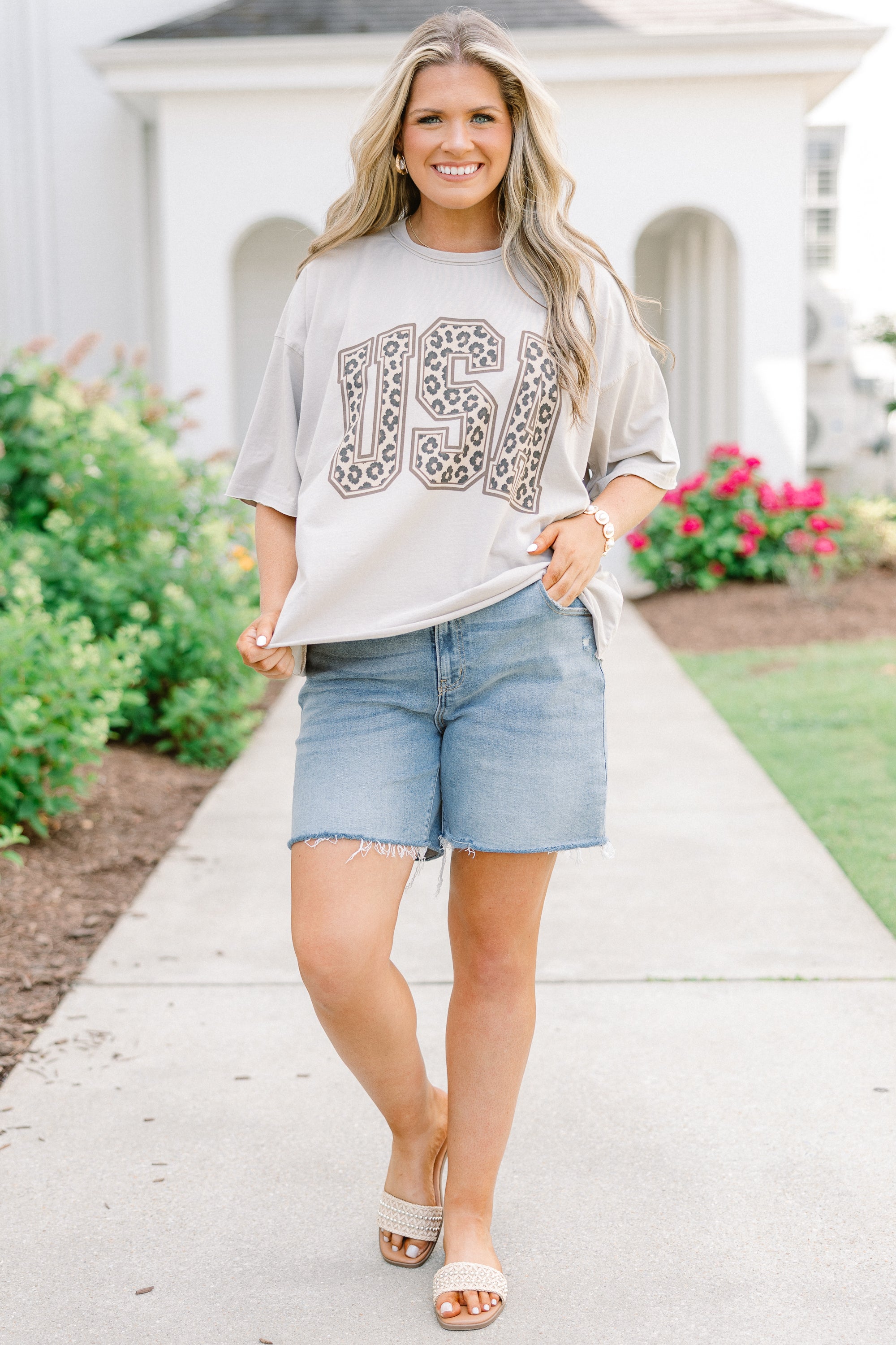 Wild In The USA Vintage Wash Tee, Stone