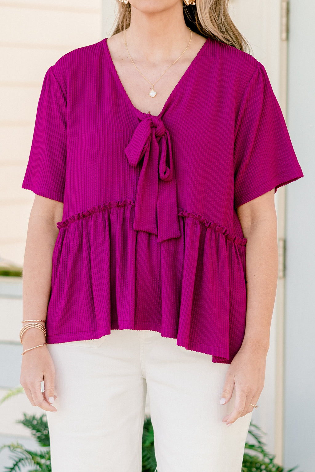 Knit Knot Top, Berry