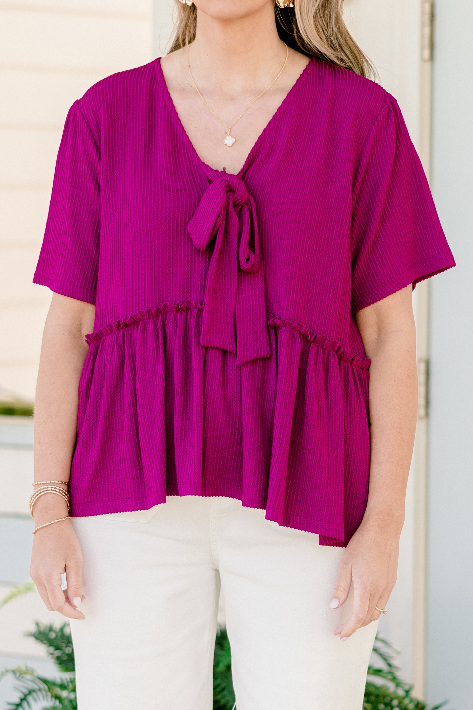 Knit Knot Top, Berry