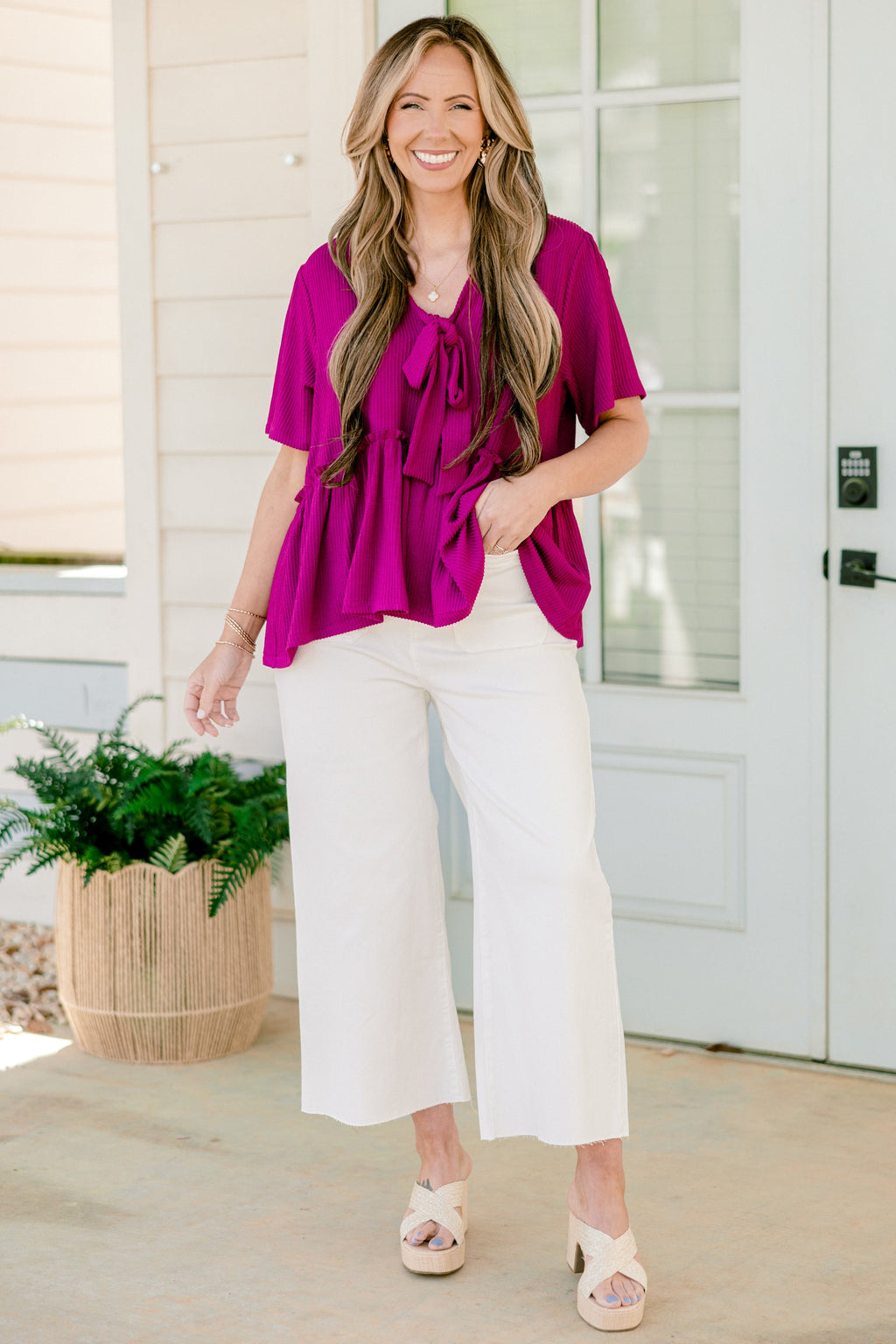 Knit Knot Top, Berry