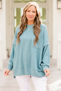 Just Take A Break Sweater, Dusty Teal