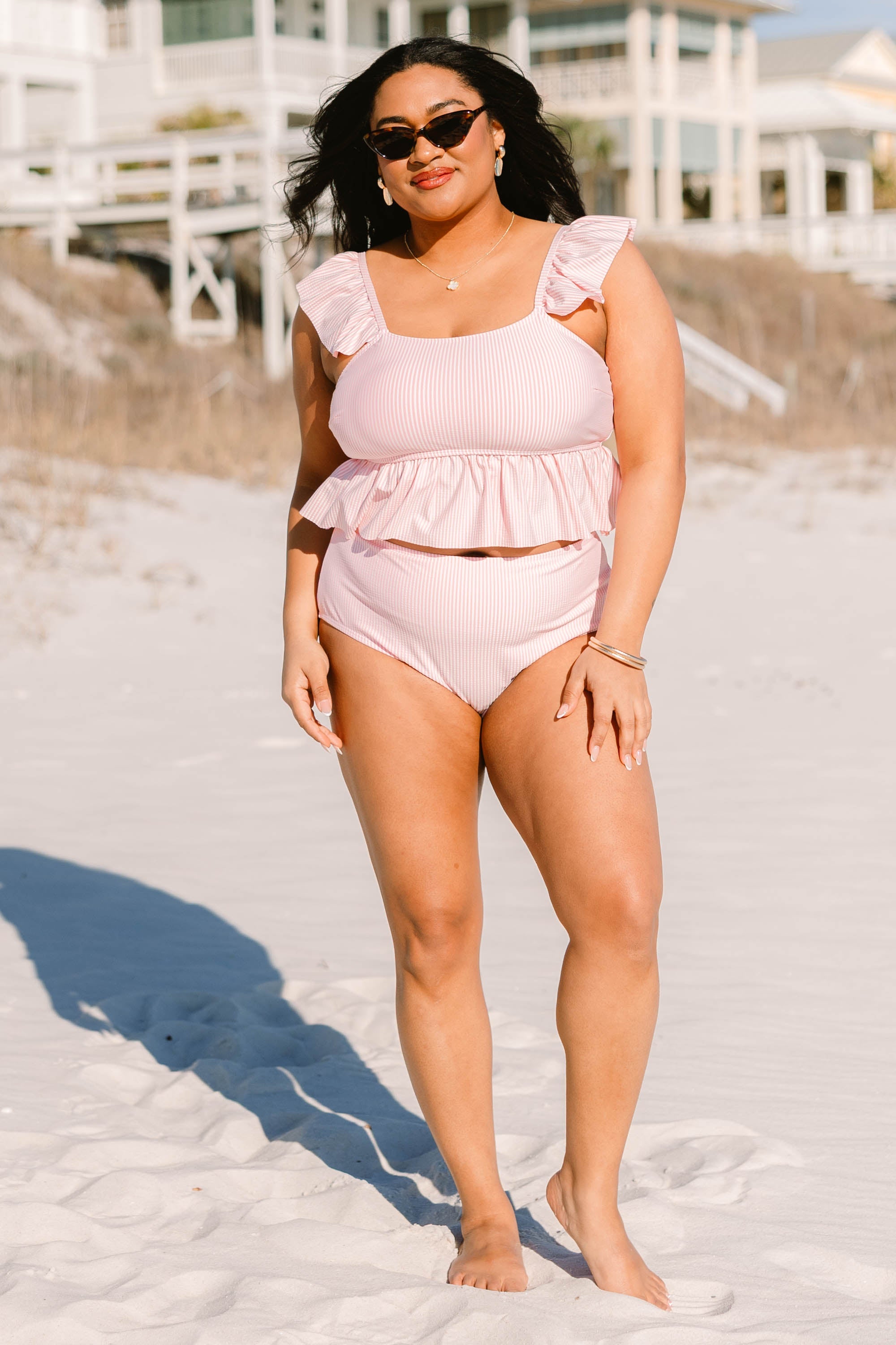 Breeze Through Paradise Swim Bottom, Pink Stripe