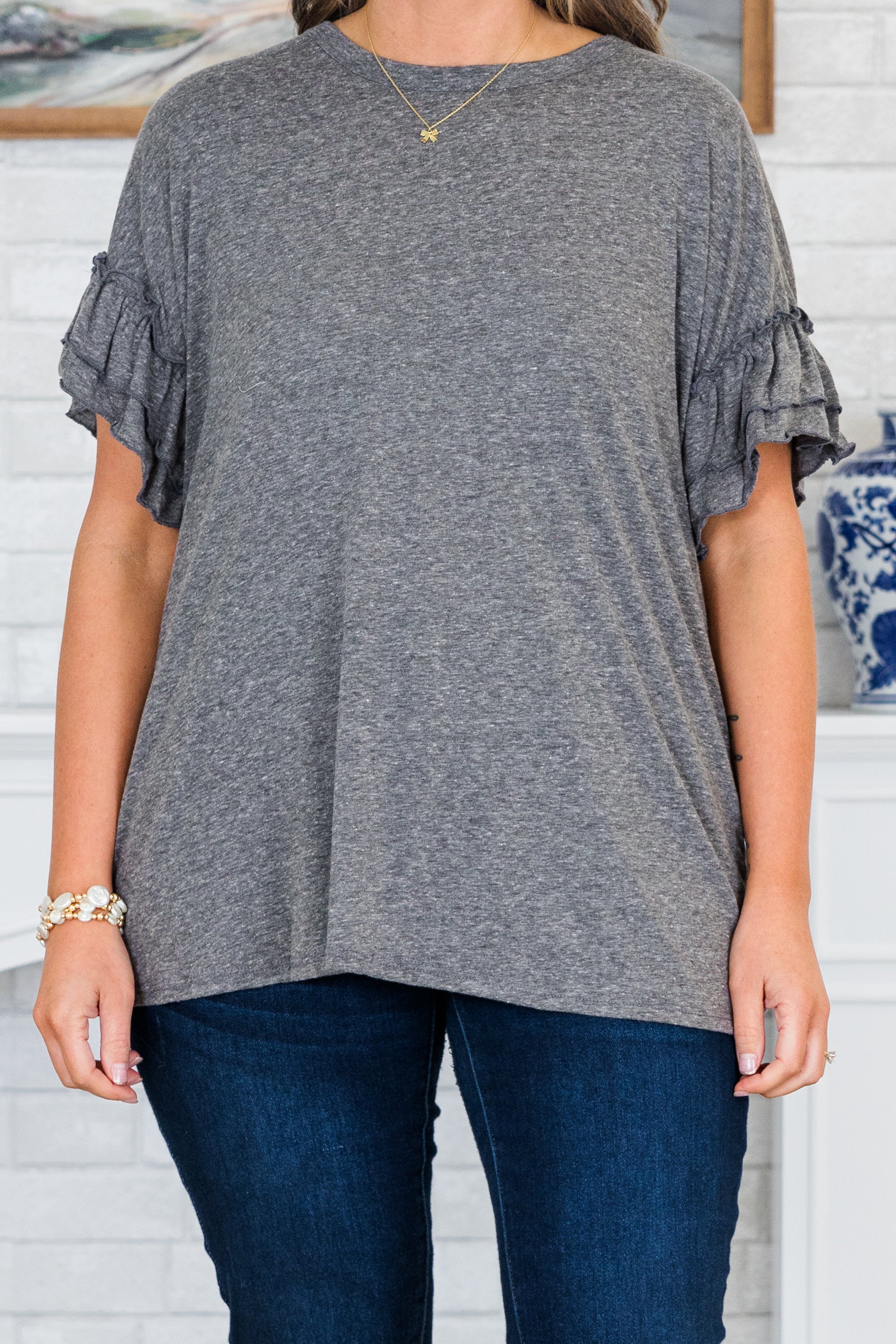 A Passionate Heart Top, Charcoal
