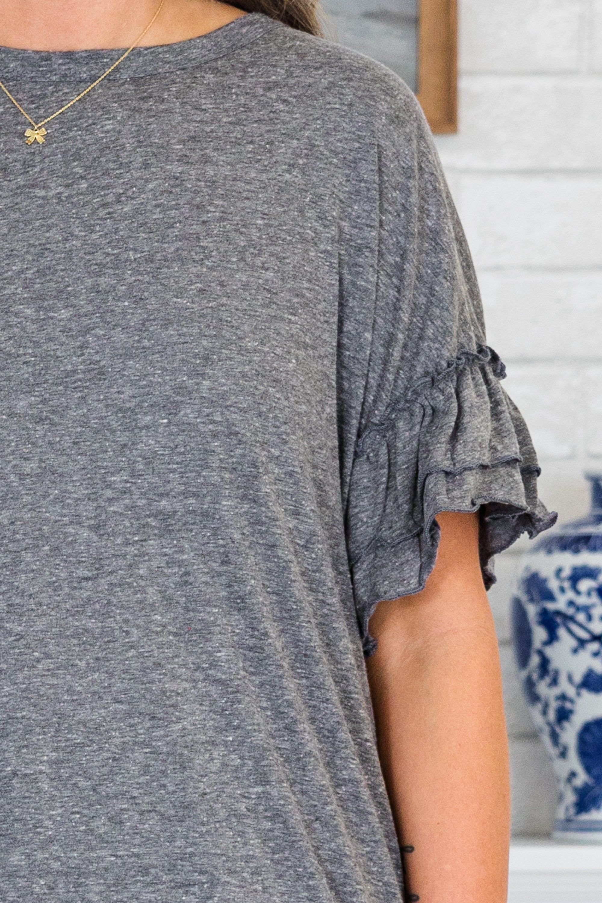 A Passionate Heart Top, Charcoal