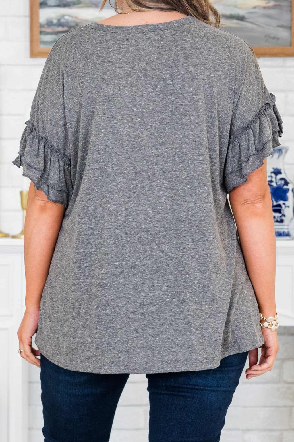 A Passionate Heart Top, Charcoal