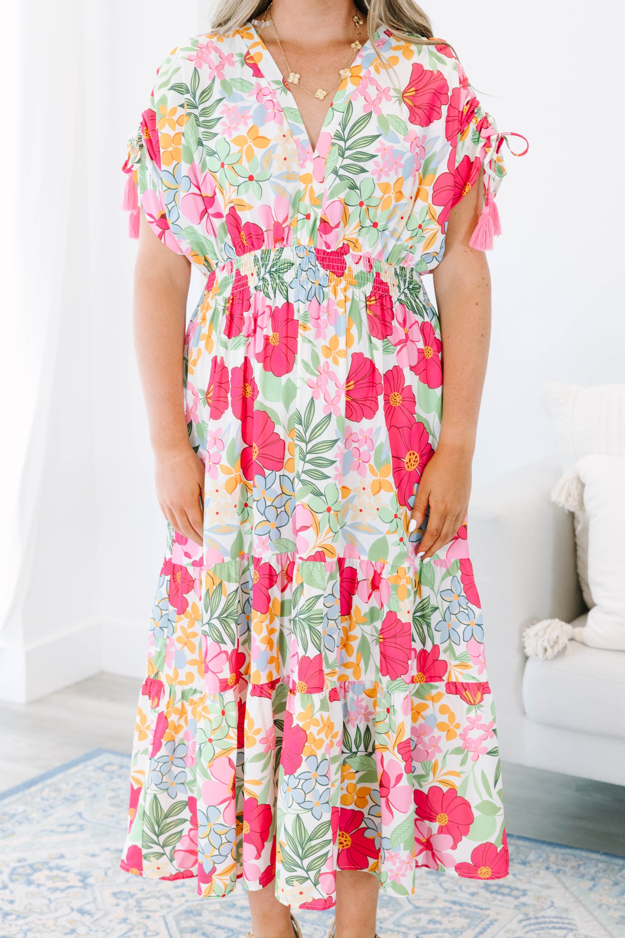 A Ray of Sunshine Dress, Pink Floral