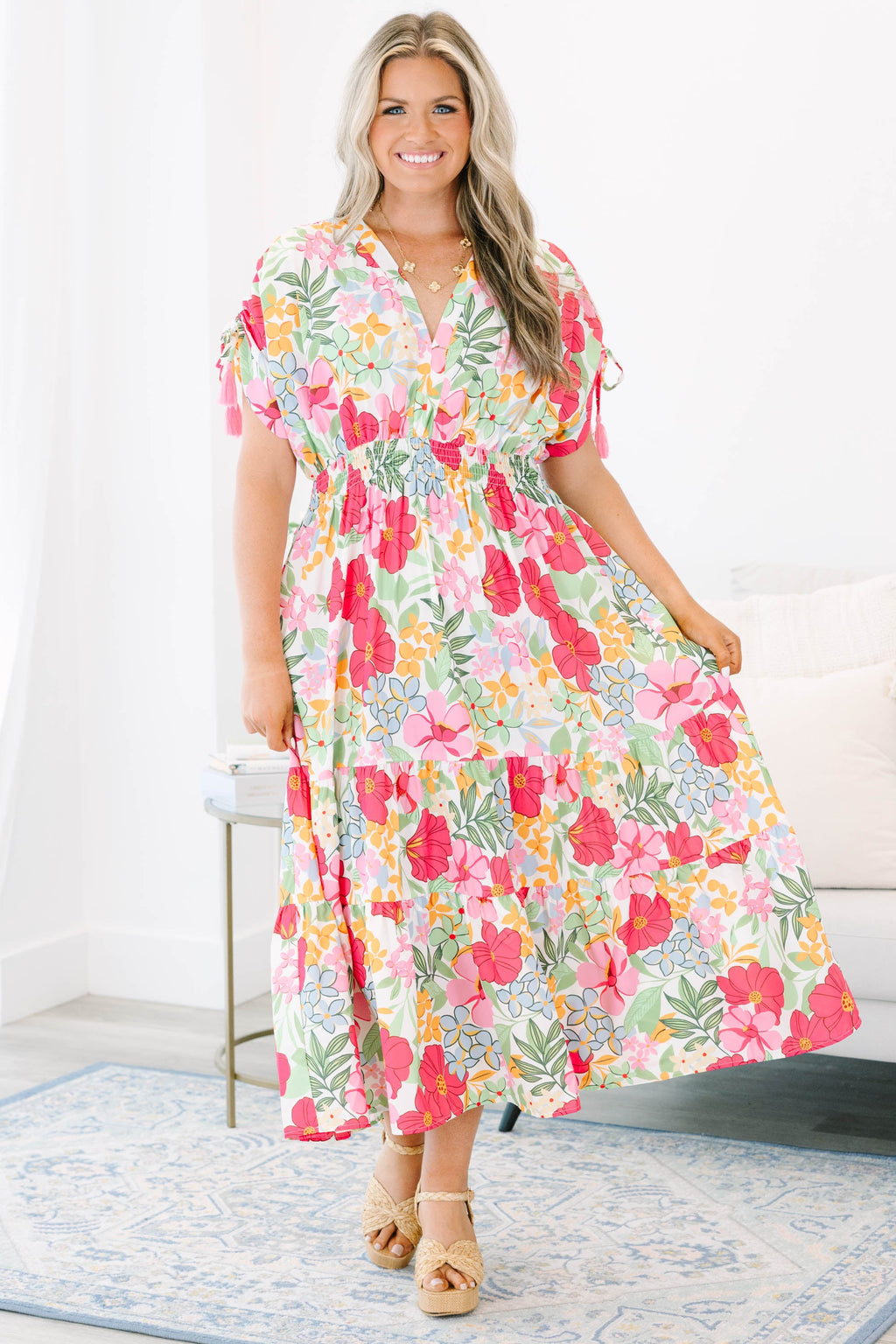 A Ray of Sunshine Dress, Pink Floral