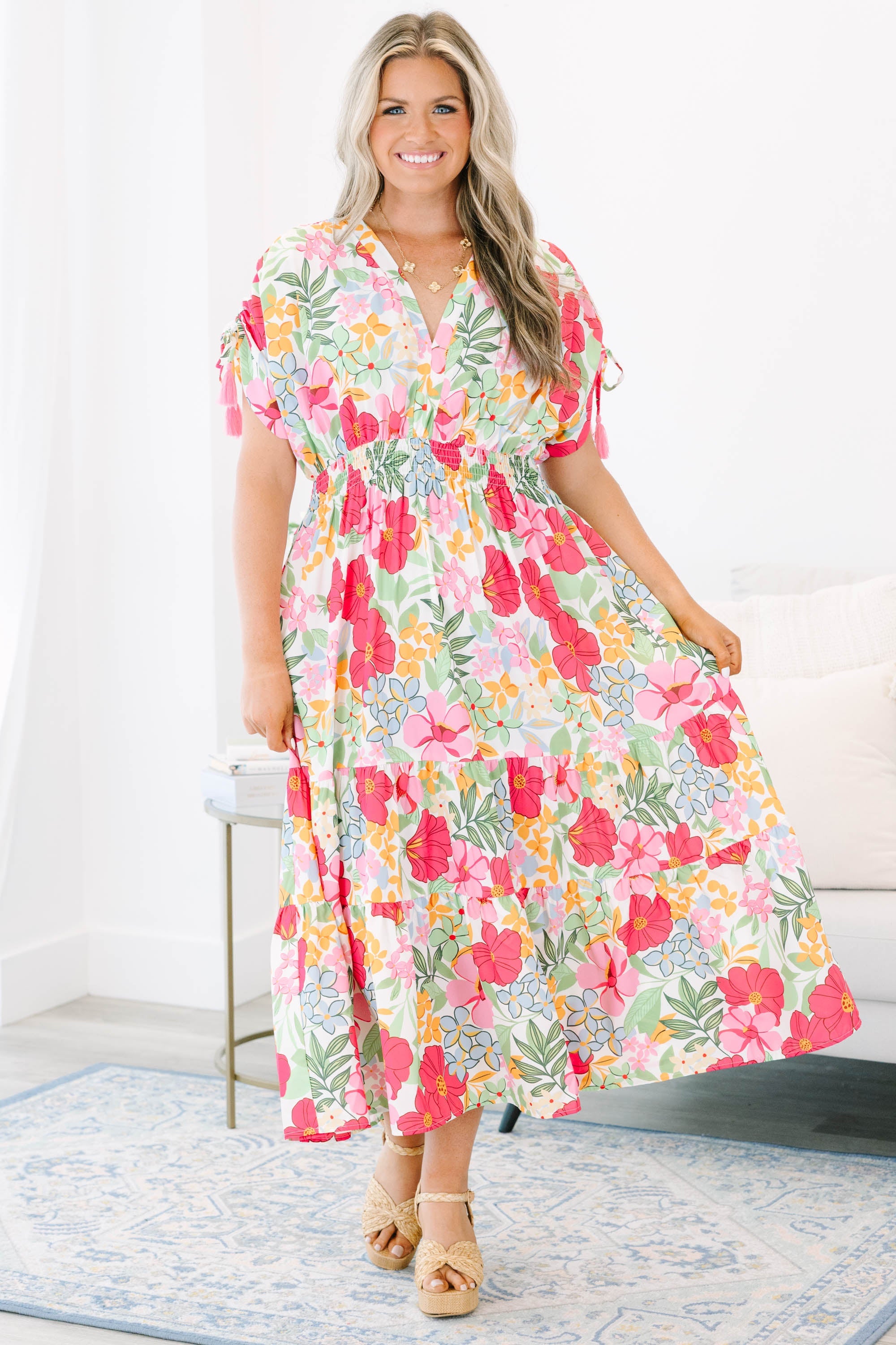 A Ray of Sunshine Dress, Pink Floral