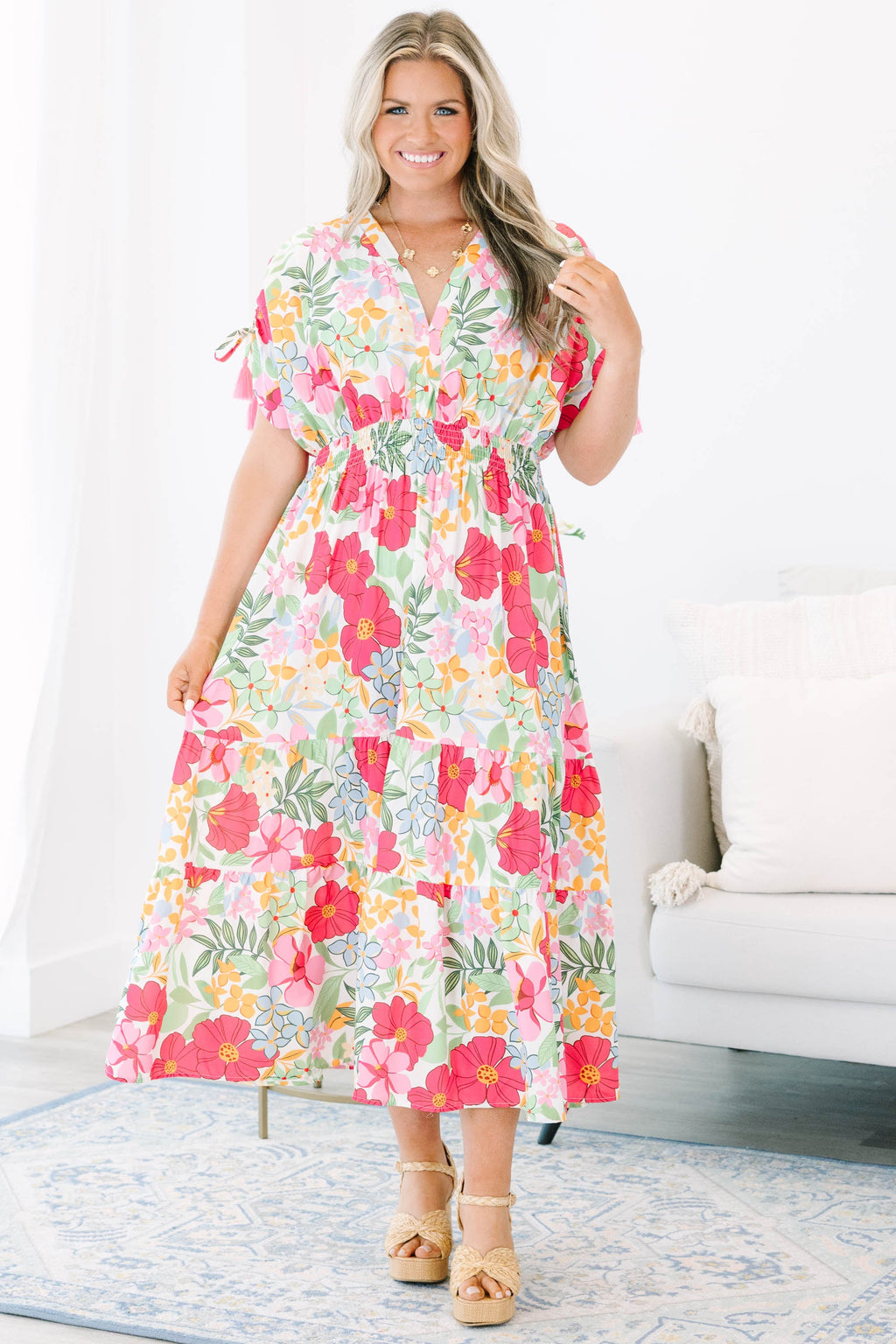 A Ray of Sunshine Dress, Pink Floral