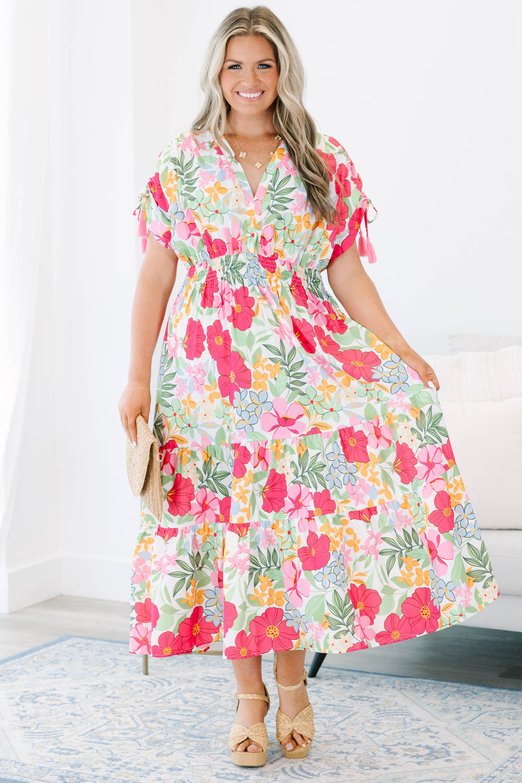 A Ray of Sunshine Dress, Pink Floral