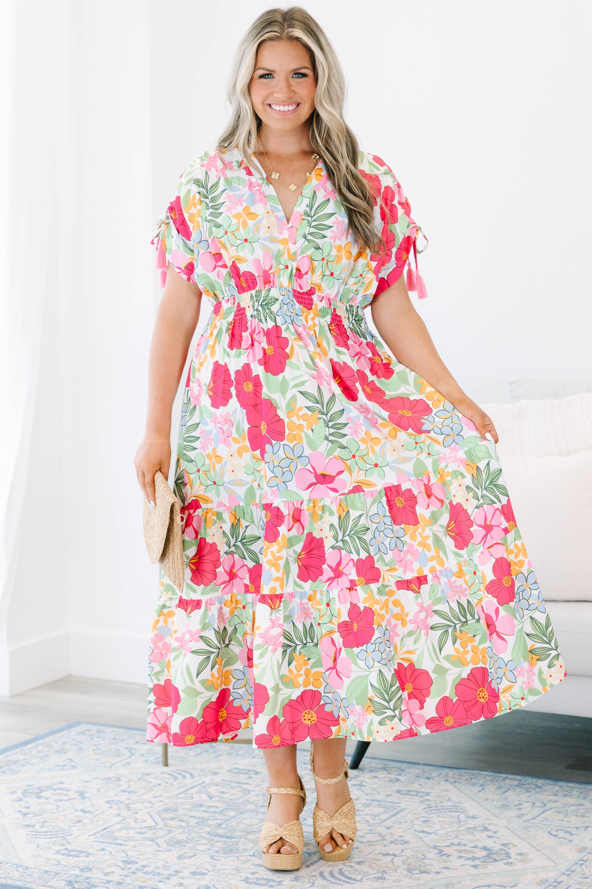 A Ray of Sunshine Dress, Pink Floral