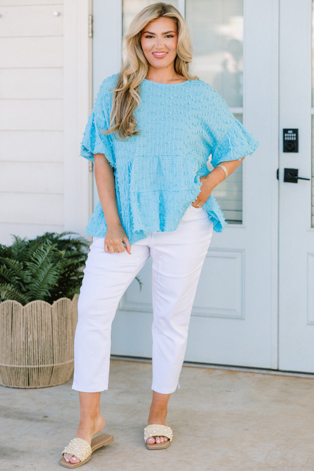 A Rosy Smile Top, Blue