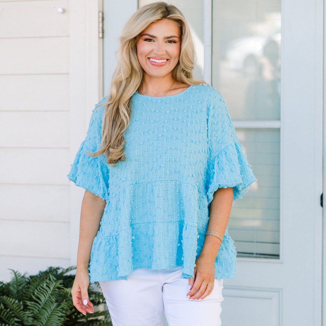 A Rosy Smile Top, Blue