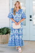 A Walk To The Bakery Midi Dress, Blue