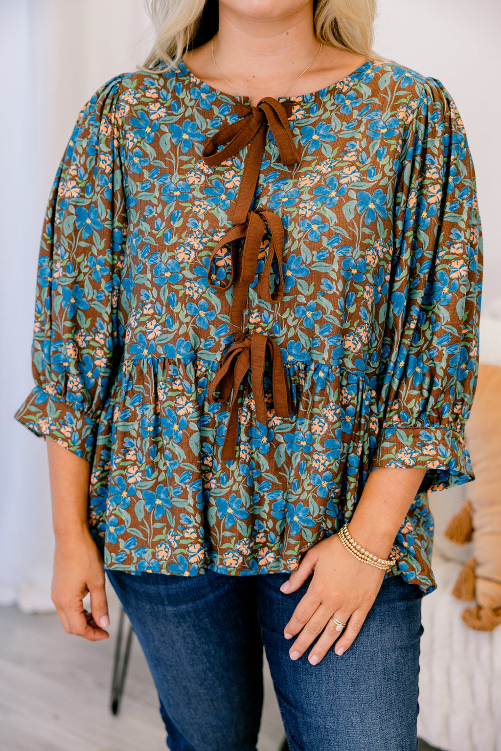 A Whole New Perspective Top, Brown Floral