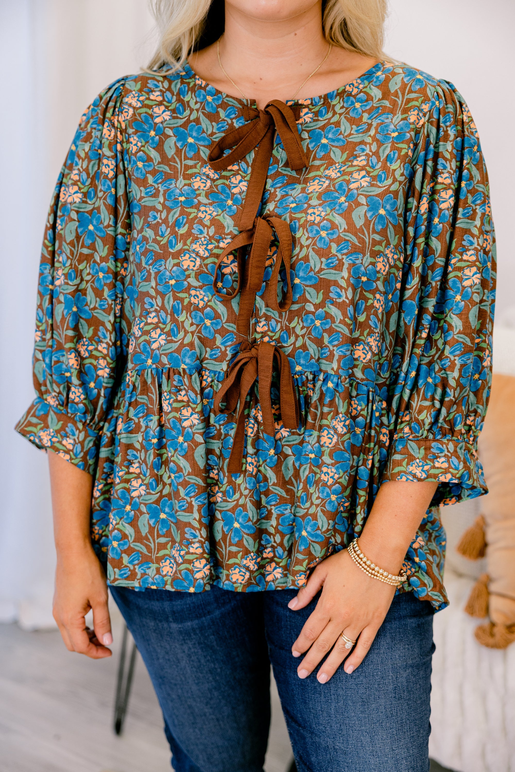 A Whole New Perspective Top, Brown Floral