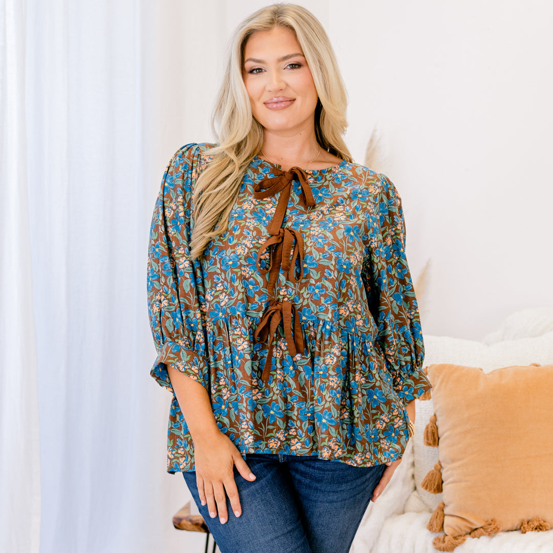 A Whole New Perspective Top, Brown Floral