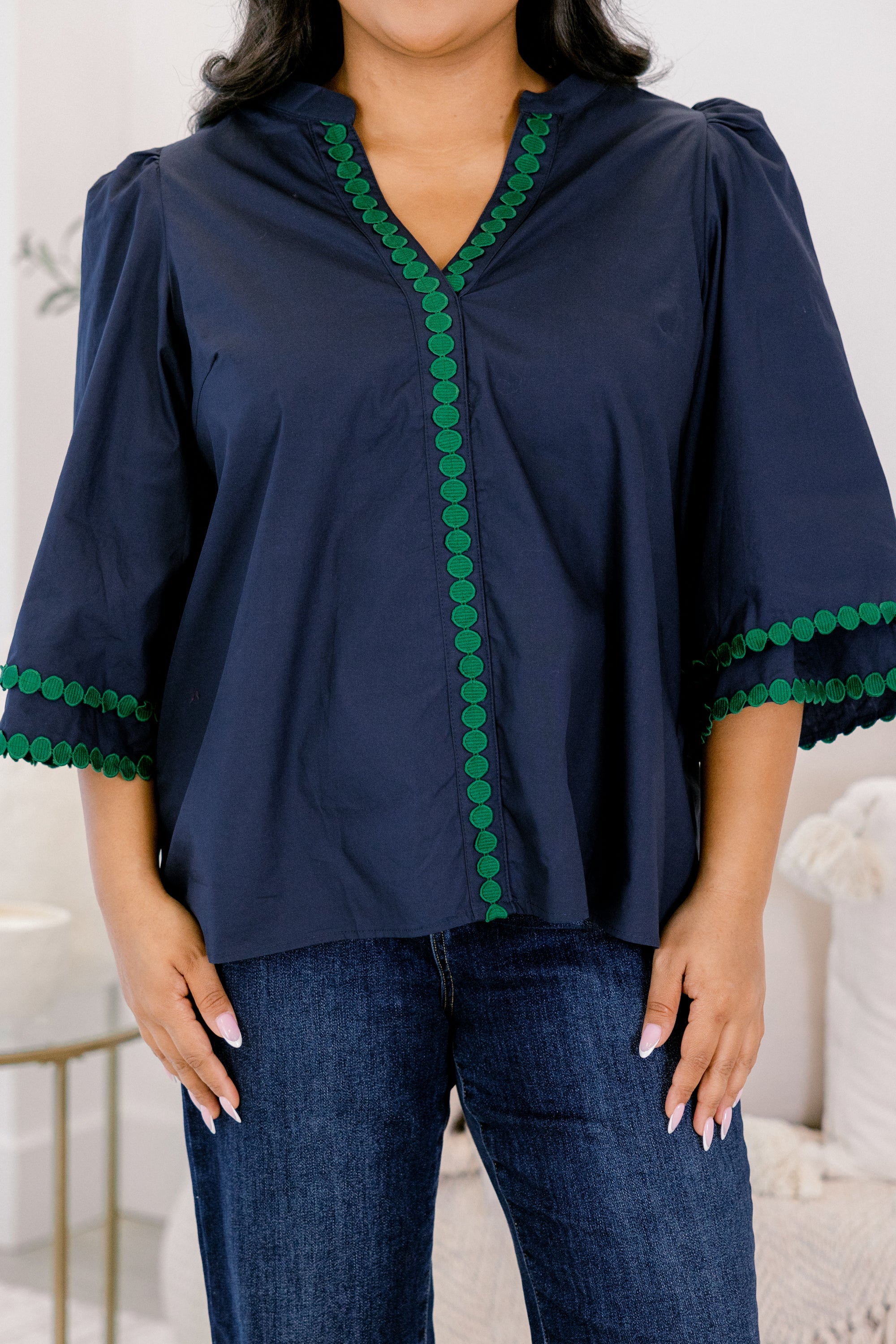 All Made Sense Top, Navy-Green