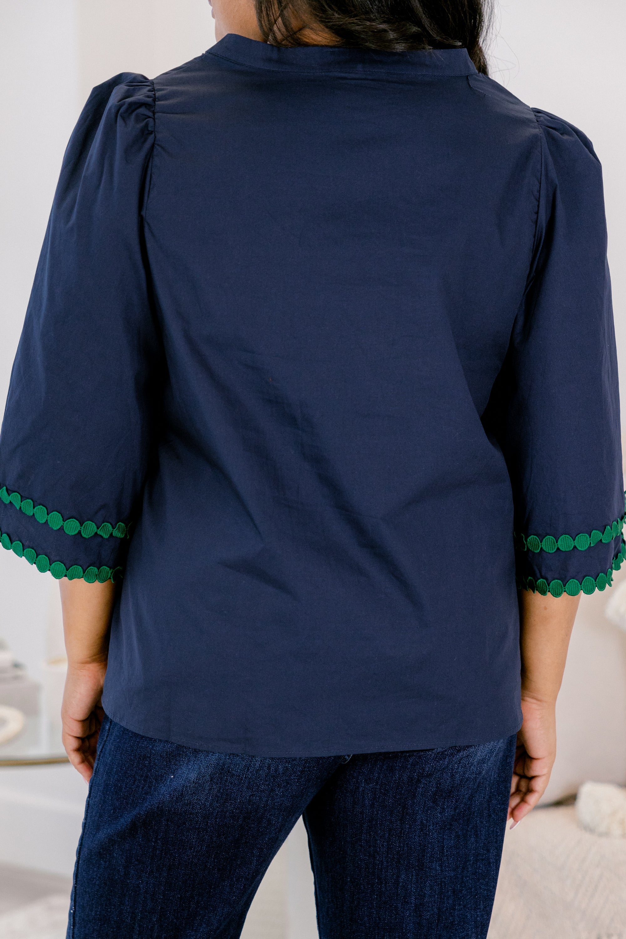 All Made Sense Top, Navy-Green