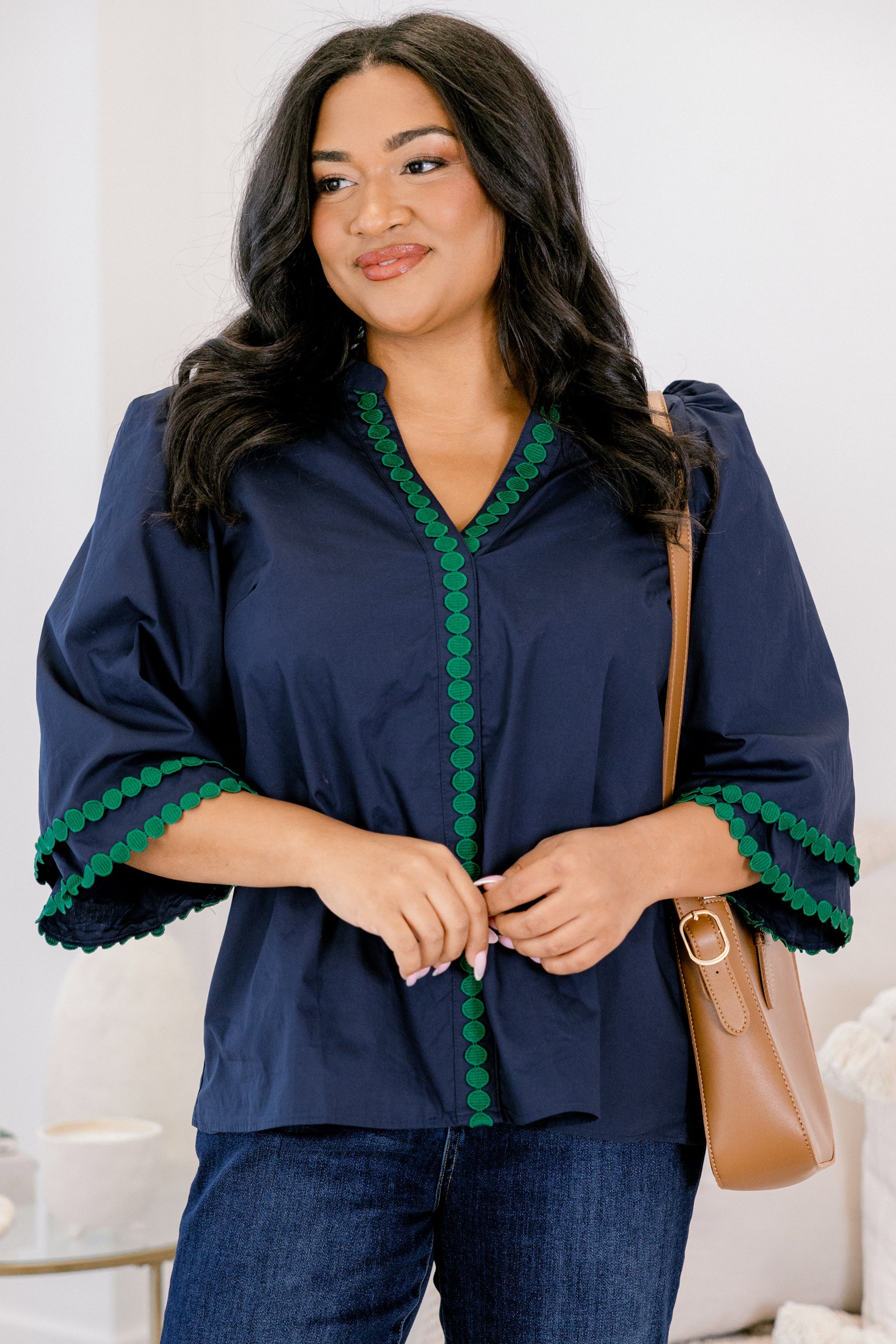 All Made Sense Top, Navy-Green