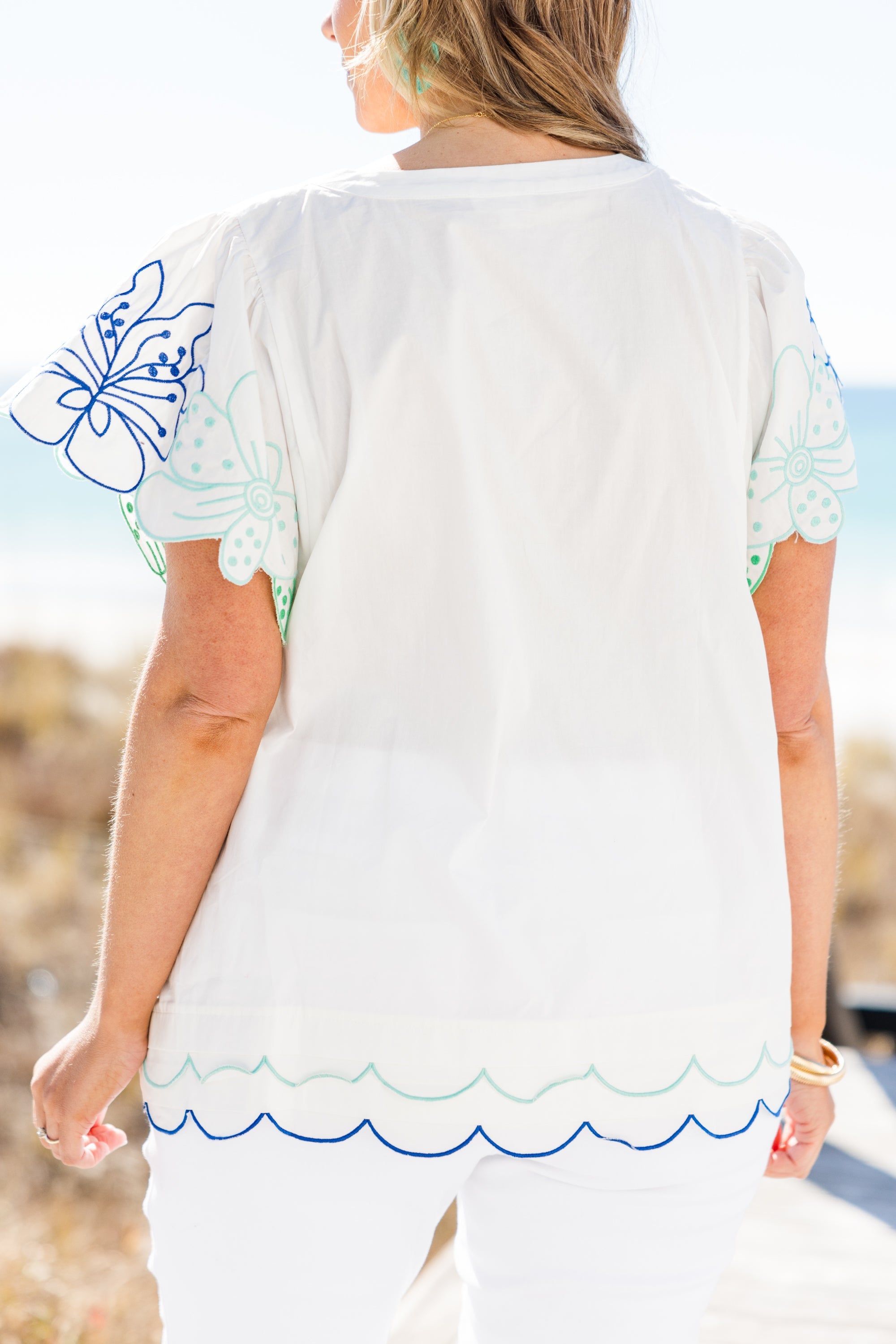 All The Time We Have Top, Off White-Blue