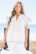 All The Time We Have Top, Off White-Blue