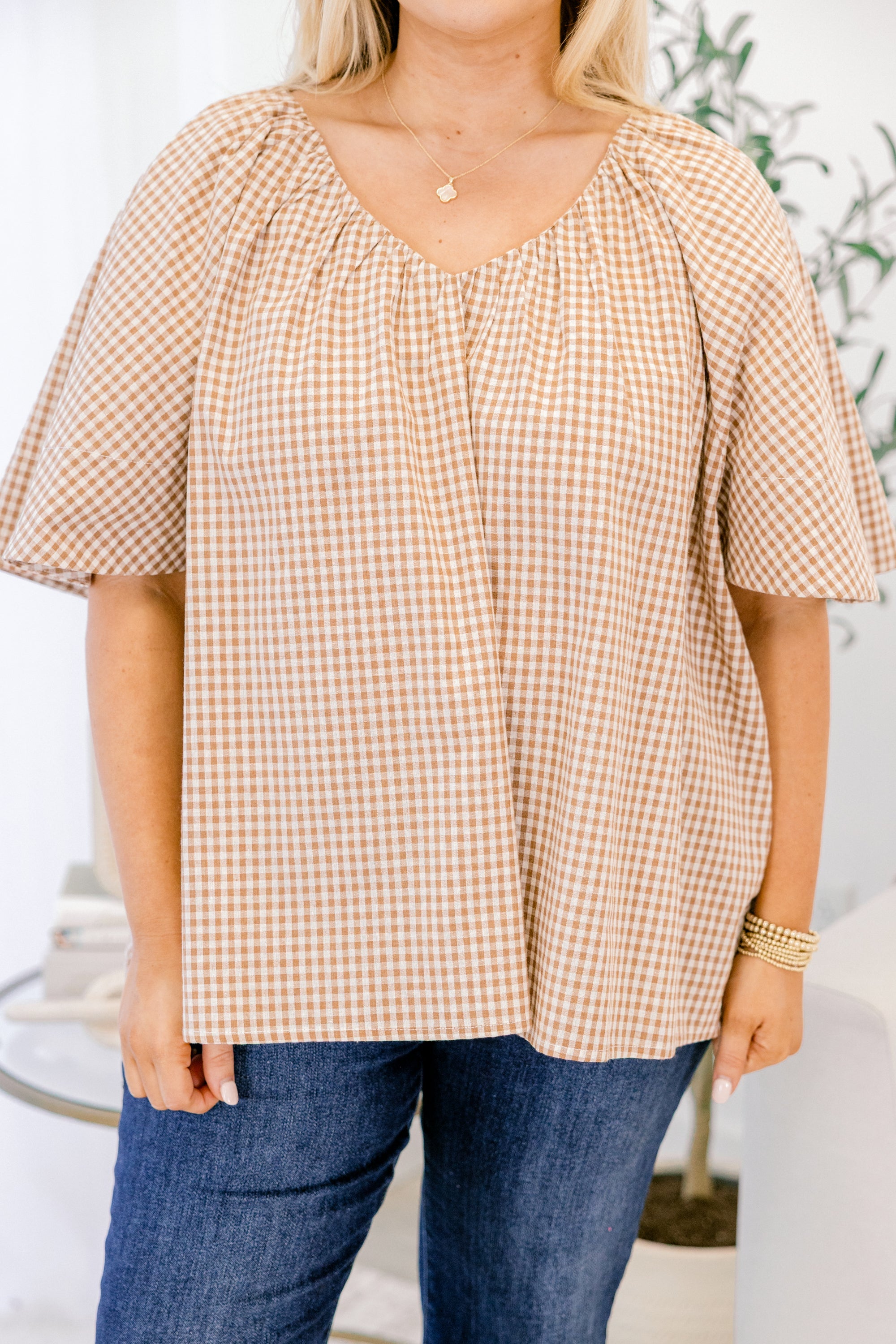 All You Need Top, Brown Gingham