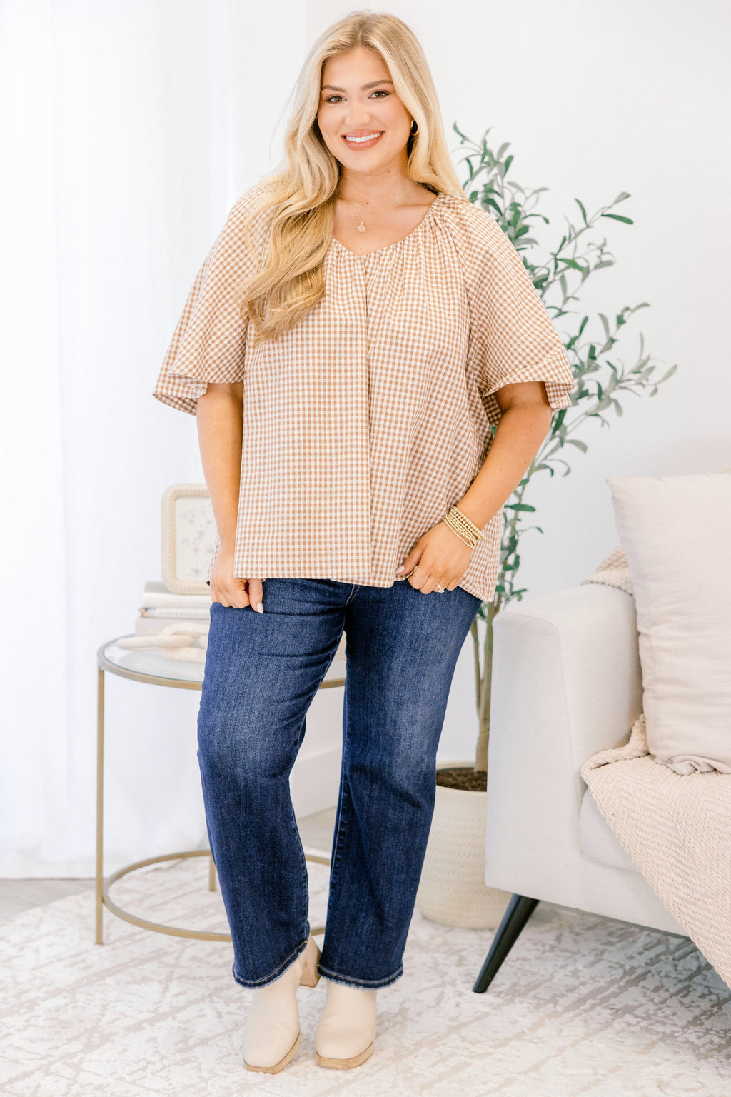 All You Need Top, Brown Gingham
