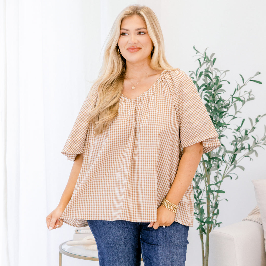 All You Need Top, Brown Gingham
