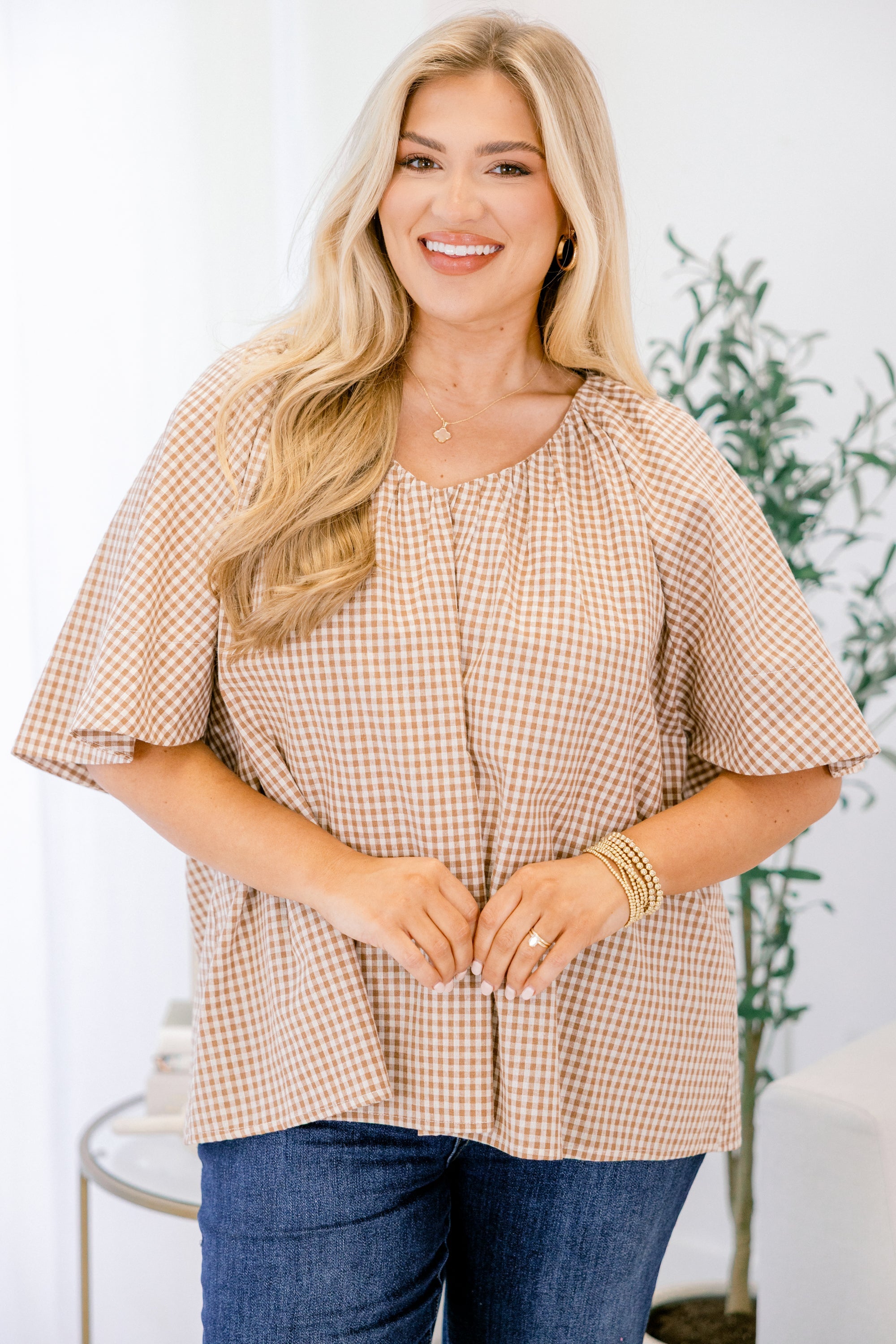 All You Need Top, Brown Gingham